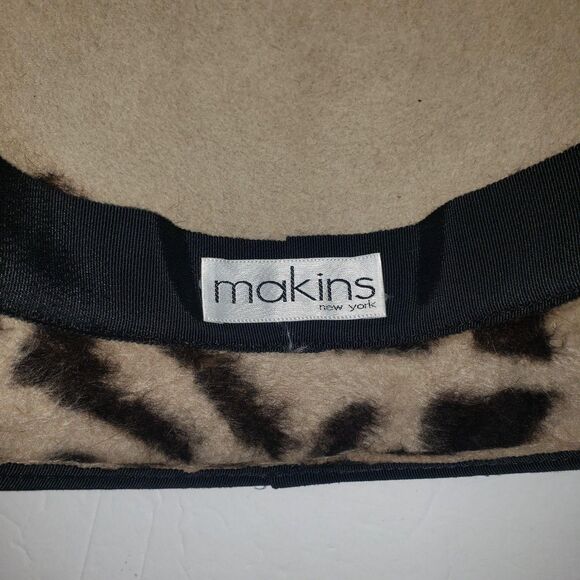 Makins New York Cloche Hat Womens Medium Leopard Print Faux Fur Ribbon Chic main image 4